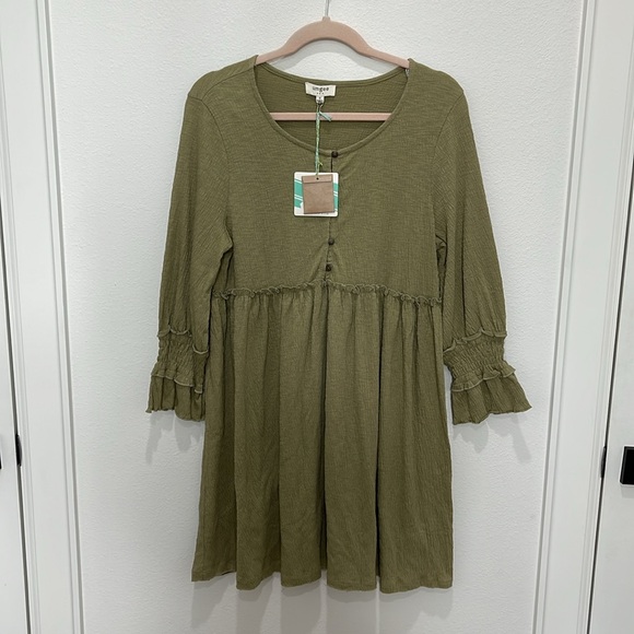 Long Sleeve Babydoll Dress With Ruffles - Picture 5 of 10